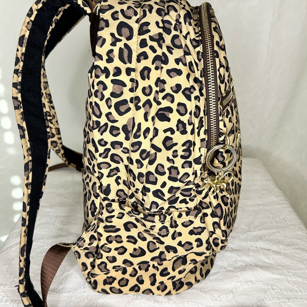 KIPLING Leopard Print nylon Backpack with Gold Ac… - image 4